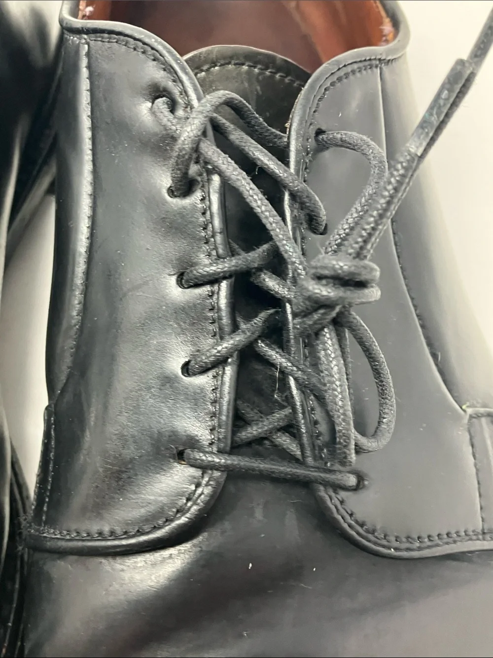 Allen Edmonds Leeds 9501 Black Leather Plain Toe Derby Shoes Mens 14 D